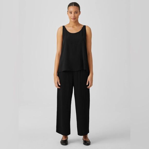 Eileen Fisher Textured Cupro Wide-Leg Pant Black NWT Size Large - Picture 2 of 6